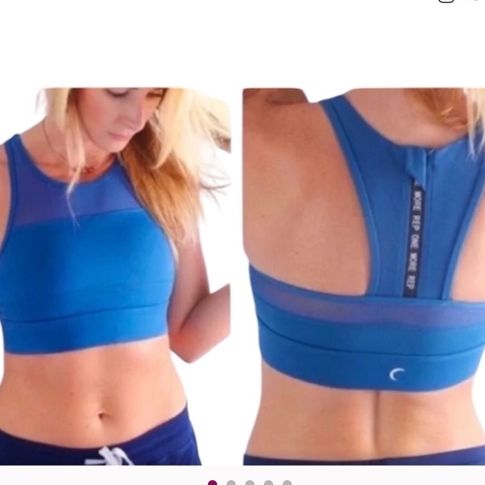 ZYIA active teal blue all star sports bra back zipper